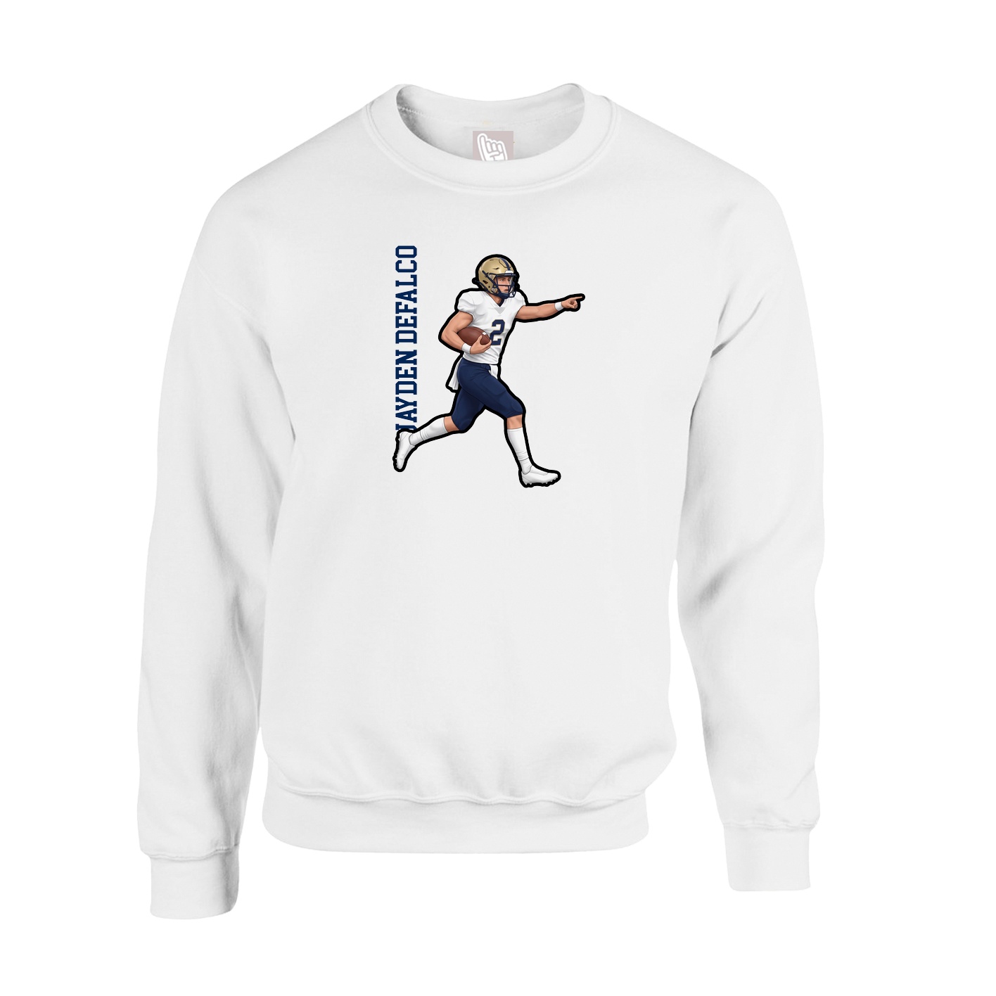 Fleece Crew — Name Vertical in White