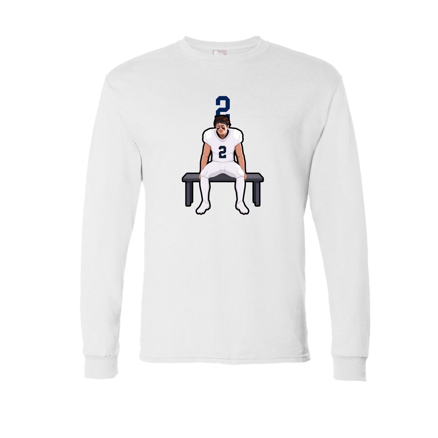 Long Sleeve Tee — Number Top in White