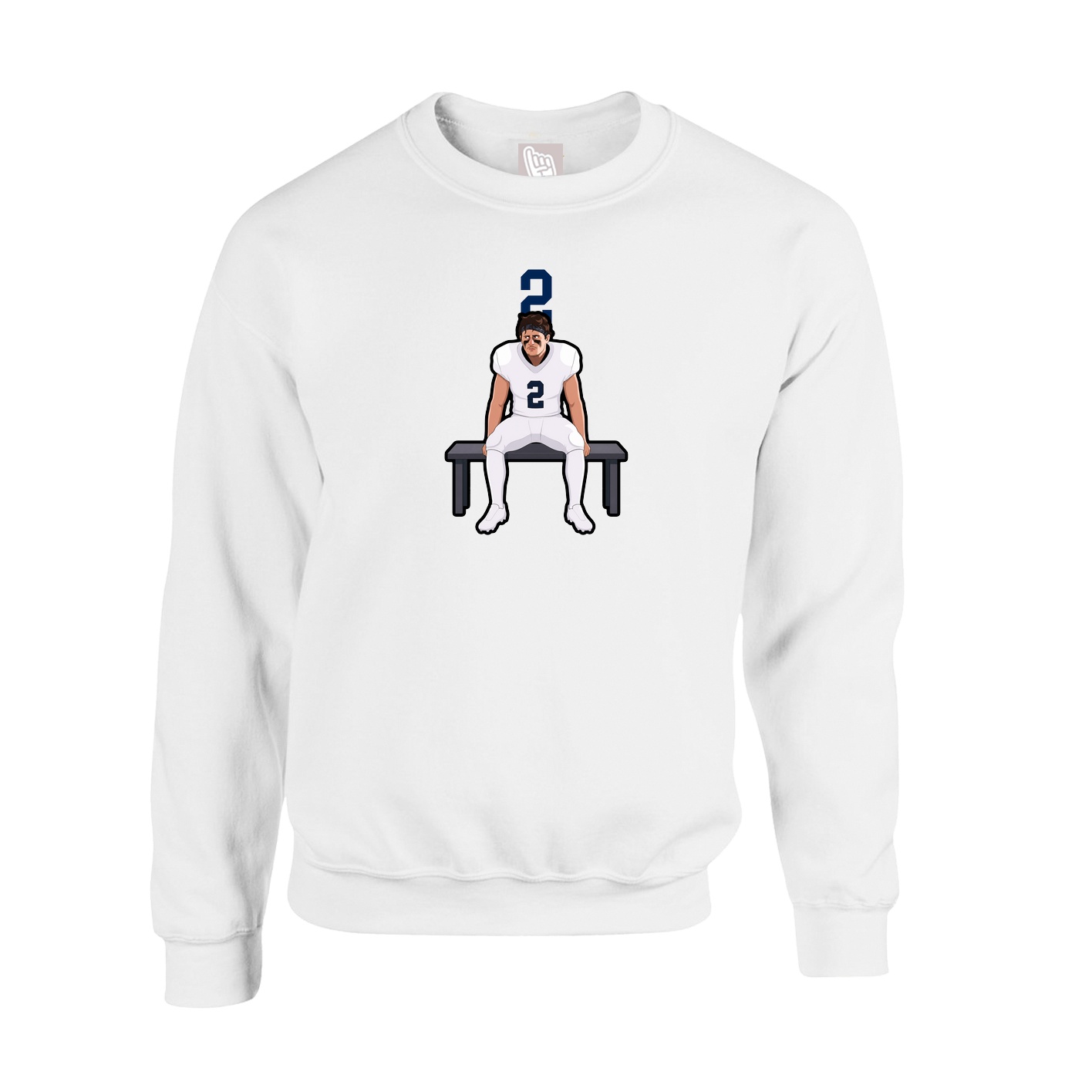 Fleece Crew — Number Top in White