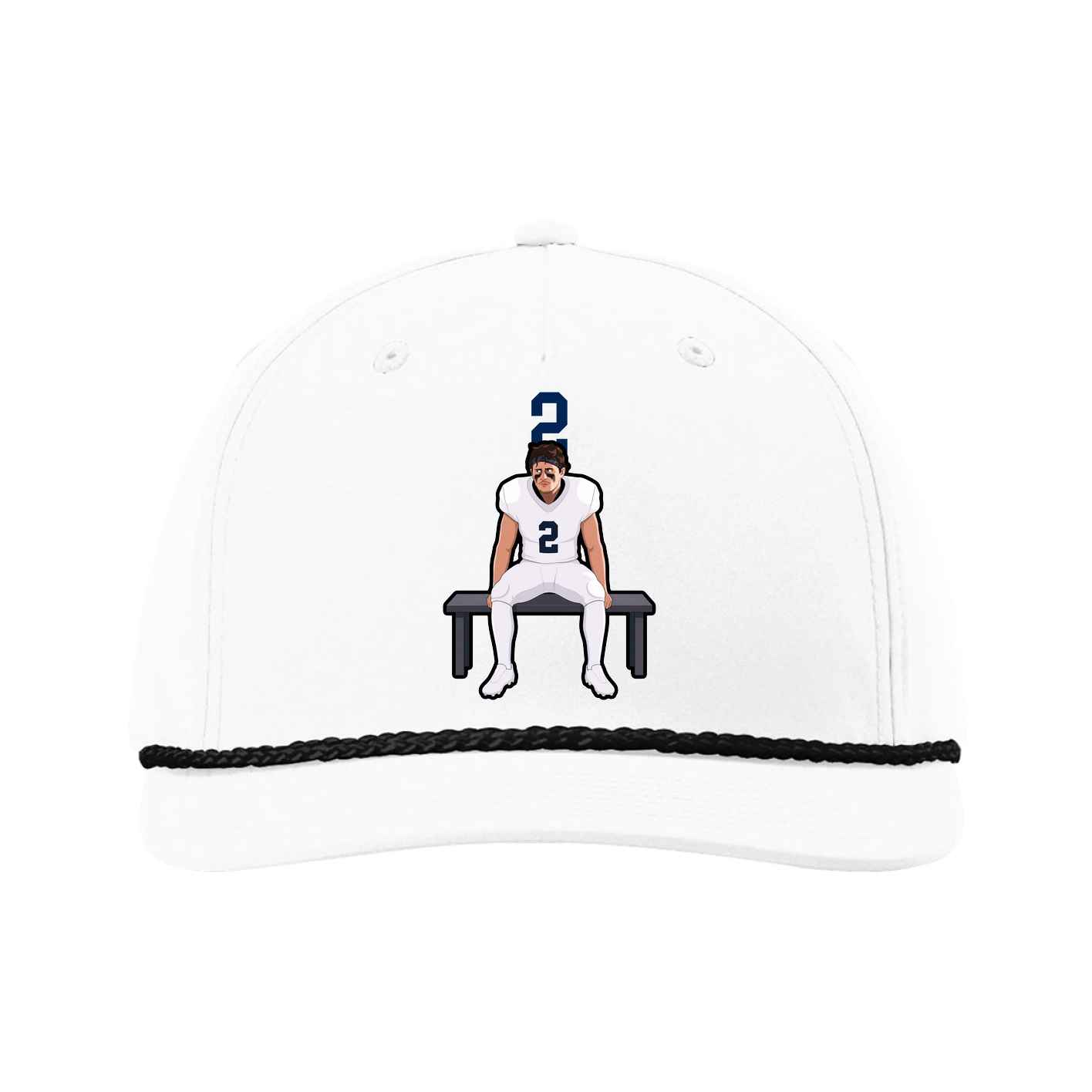 Five-Panel Classic Rope Cap — Number Top in White
