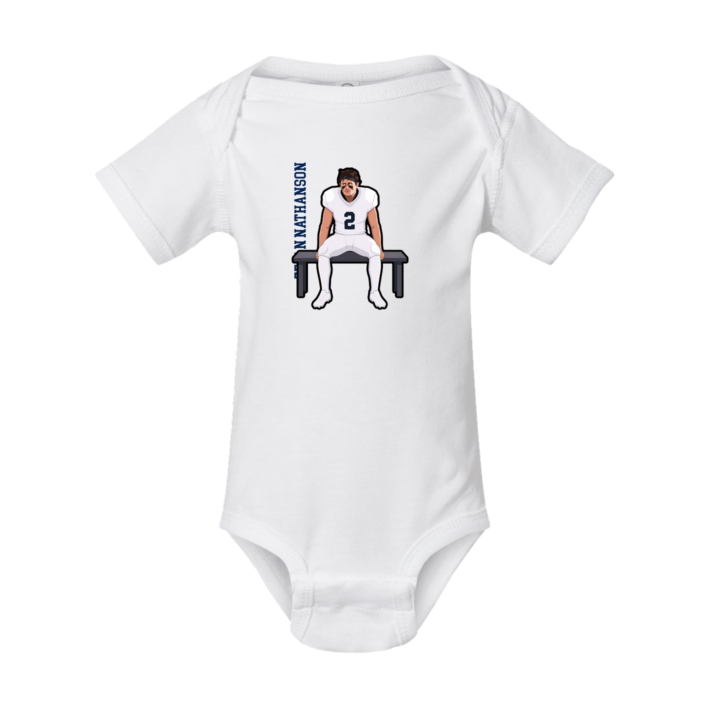 Baby Onesie — Name Vertical in White