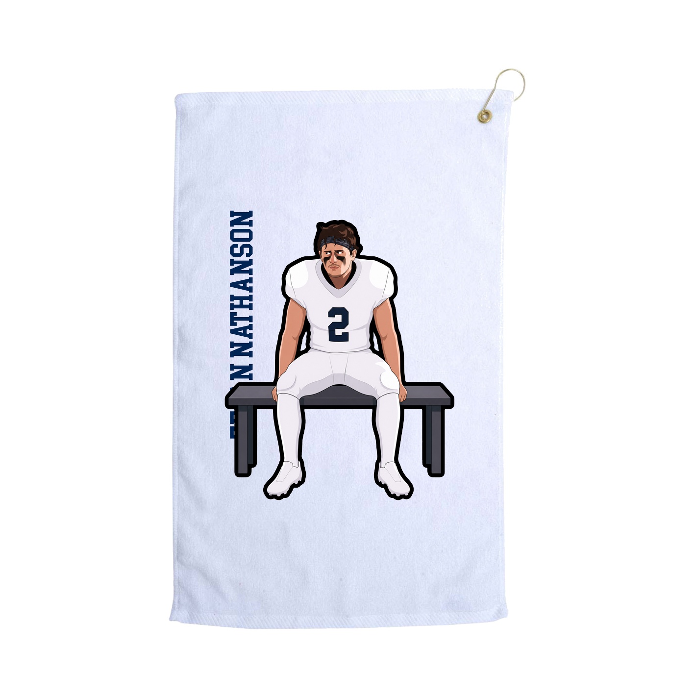 Golf Towel — Name Vertical in White