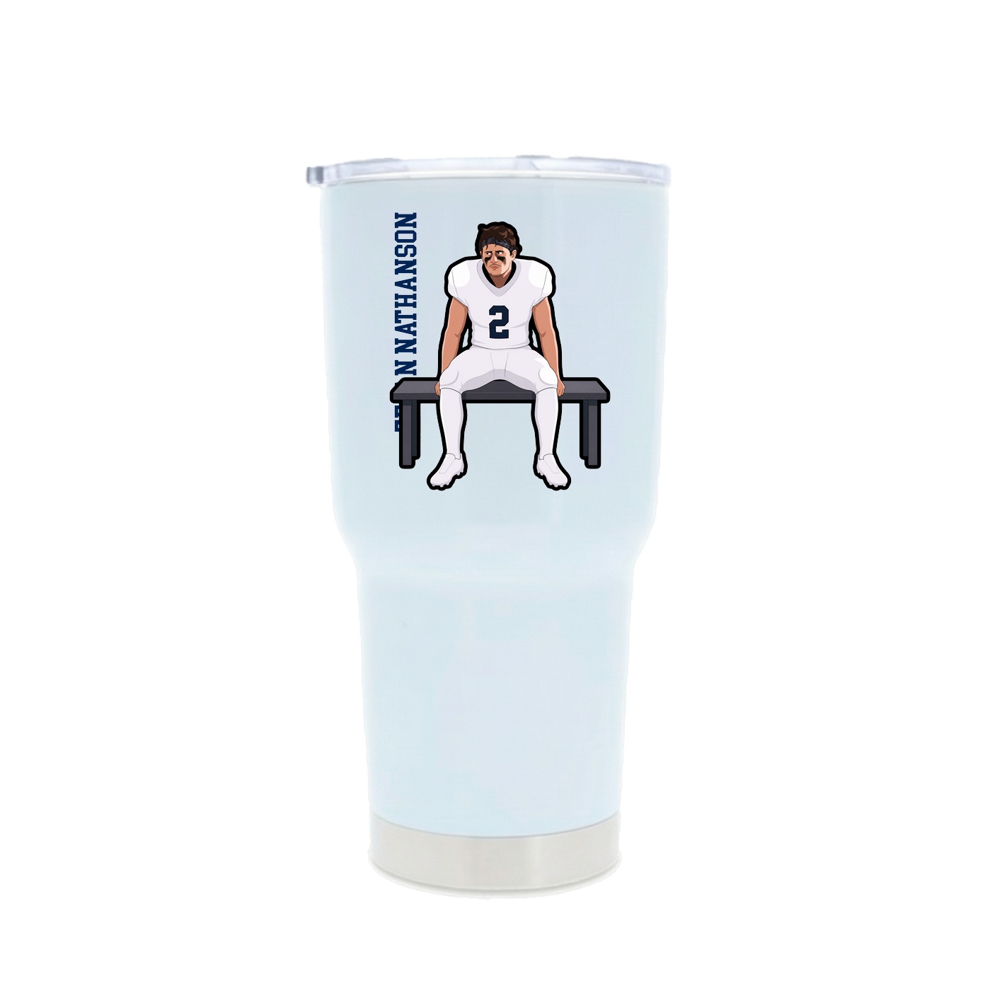 30oz Stainless Steel Tumbler — Name Vertical in White