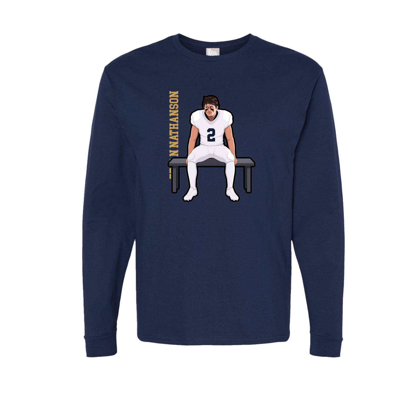 Long Sleeve Tee — Name Vertical in Navy