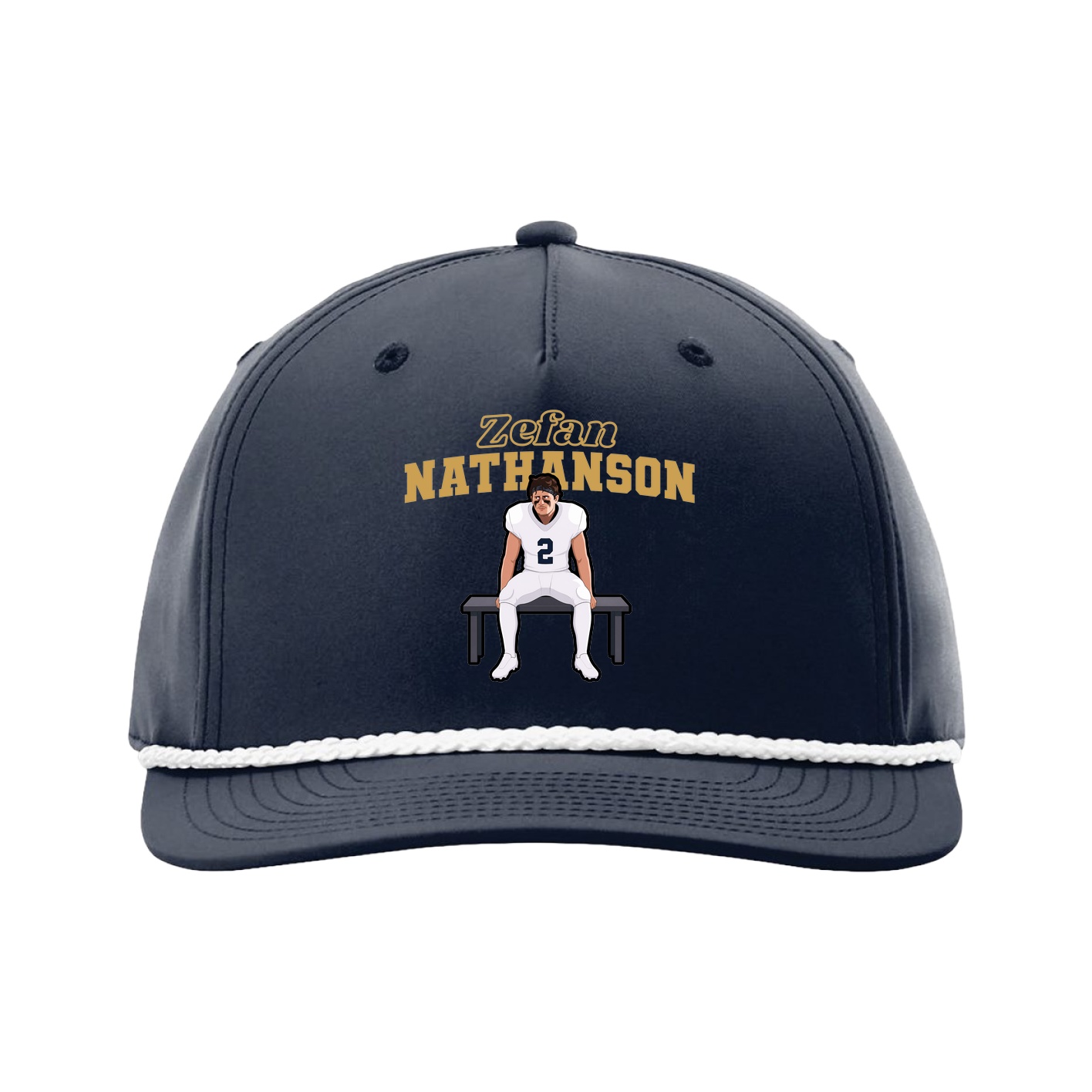 Five-Panel Classic Rope Cap — Name Arch in Navy