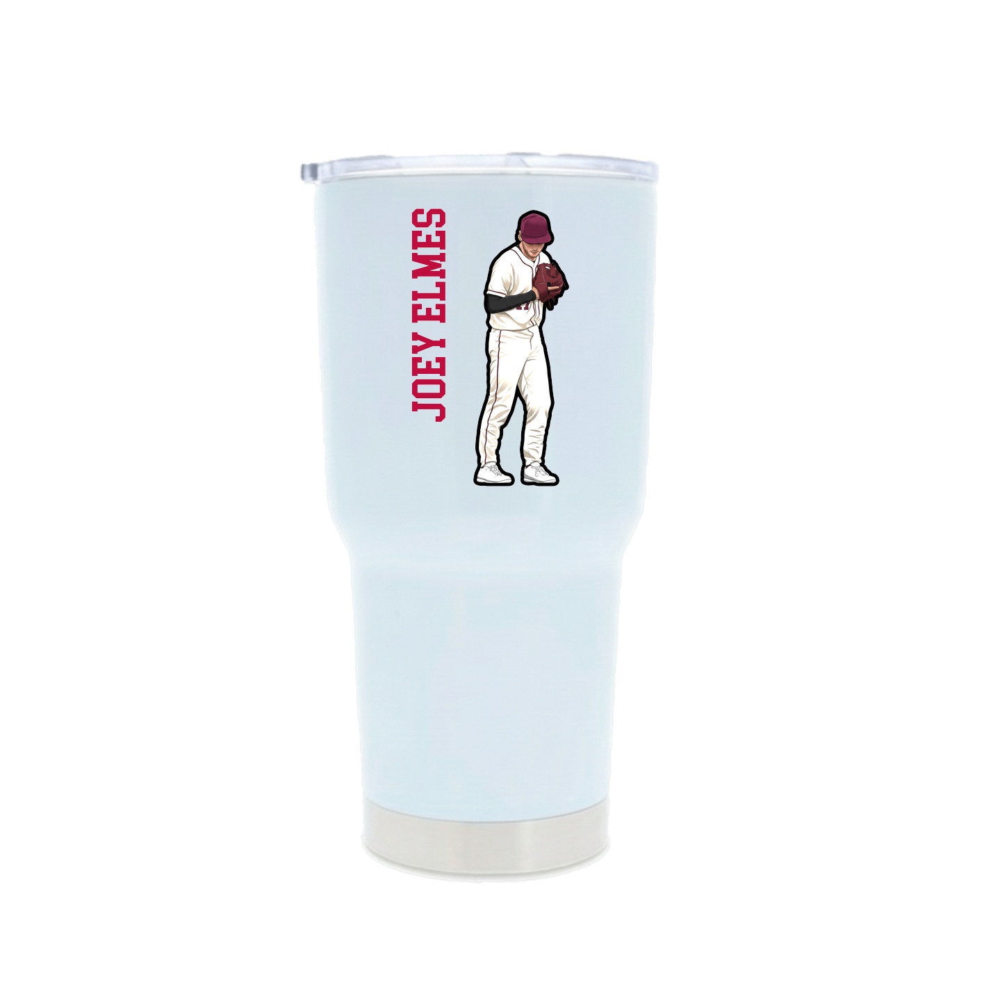 30oz Stainless Steel Tumbler — Name Vertical in White