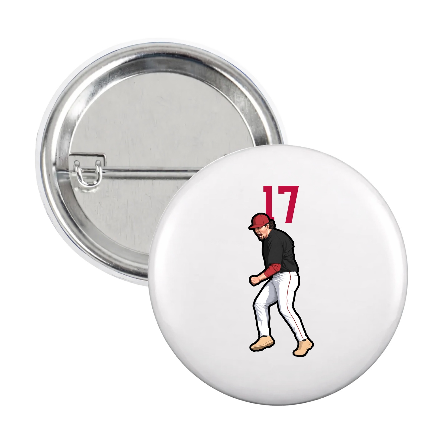 Game Day Button — Number Top in White