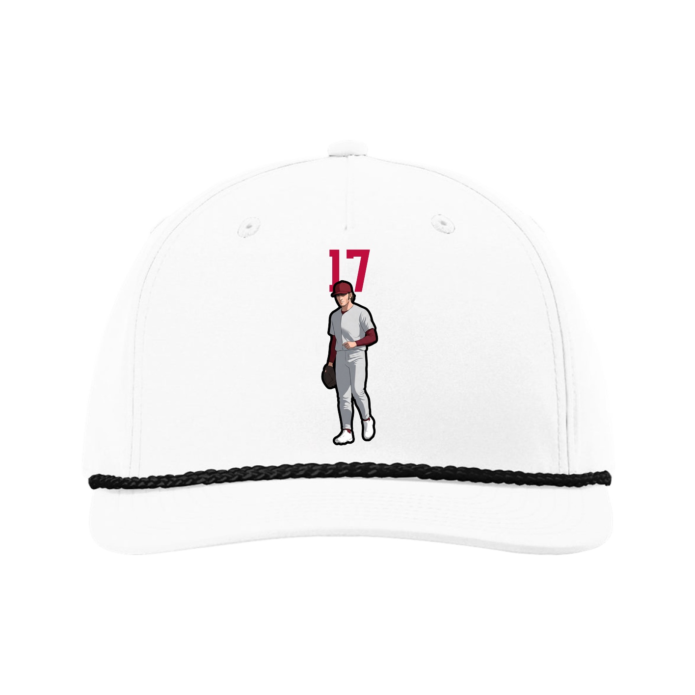 Five-Panel Classic Rope Cap — Number Top in White