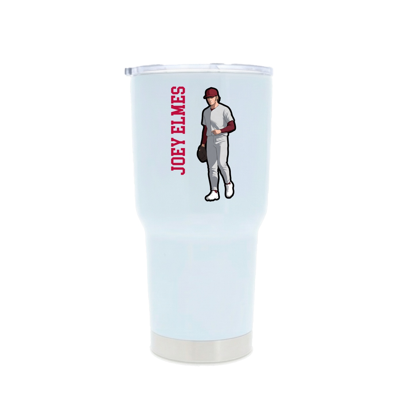 30oz Stainless Steel Tumbler — Name Vertical in White