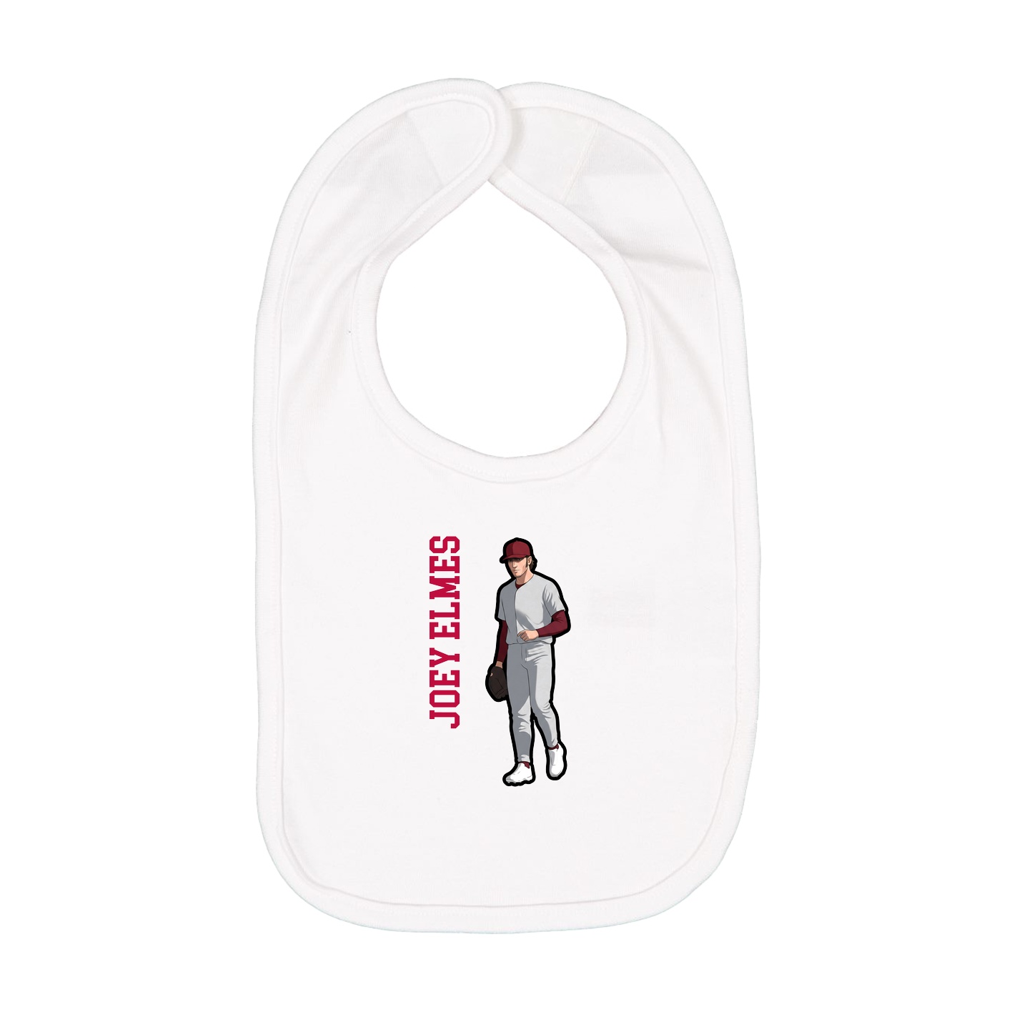 Infant Bib — Name Vertical in White
