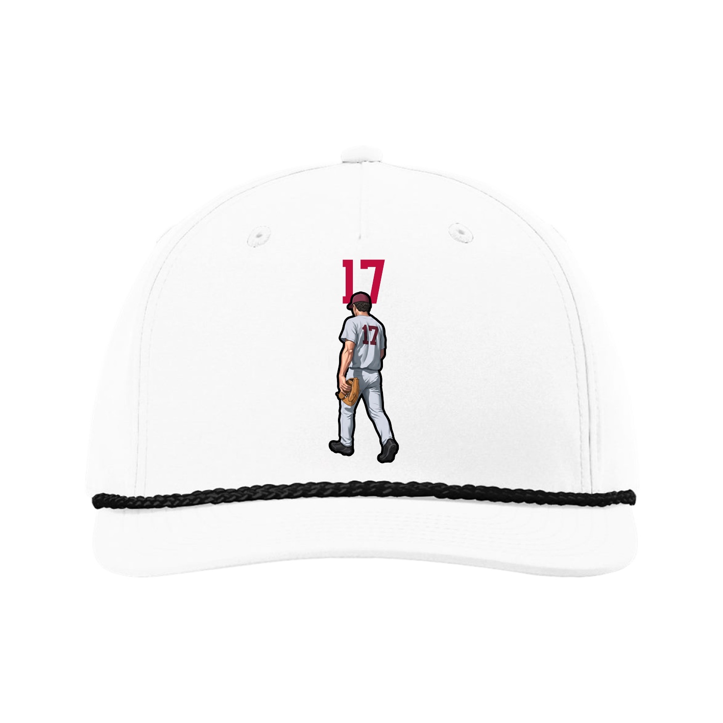 Five-Panel Classic Rope Cap — Number Top in White