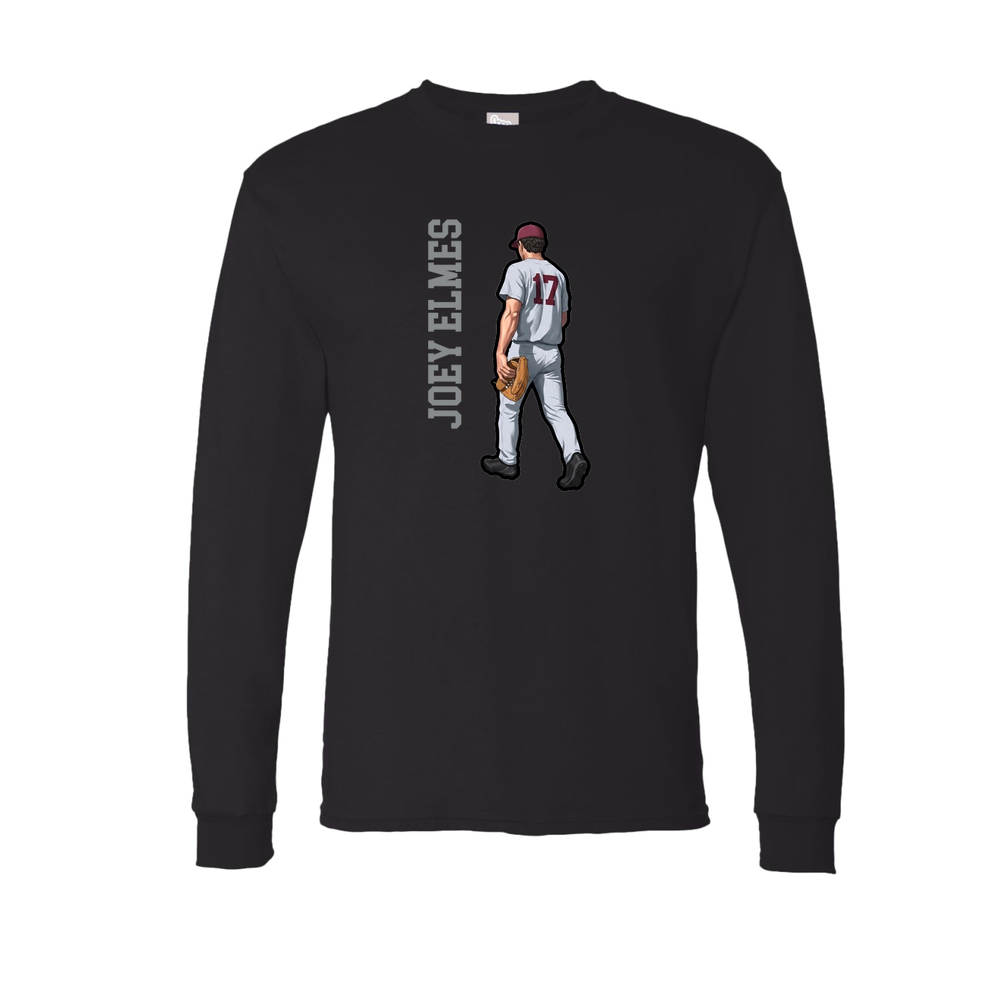 Long Sleeve Tee — Name Vertical in Black