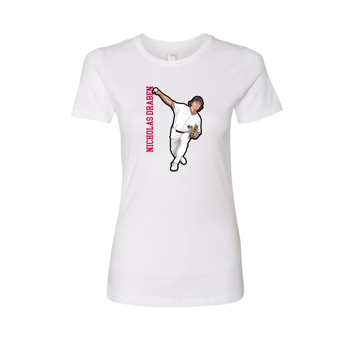 Fitted Women's Tee — Name Vertical in White