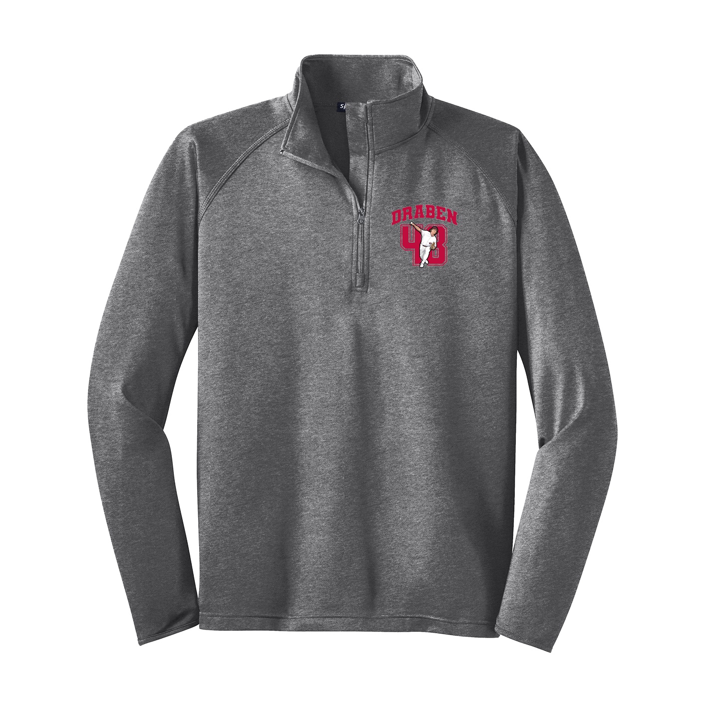 Q-Zip Pullover — Number in Grey