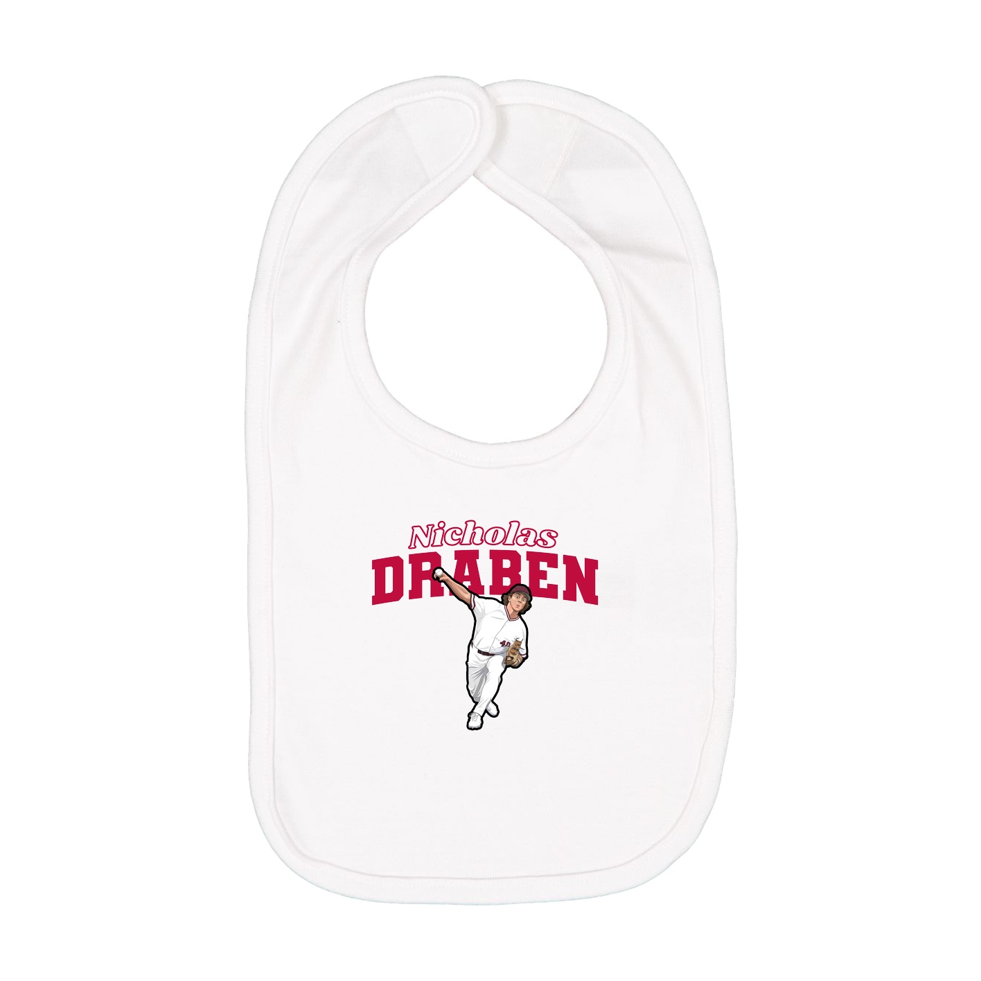 Infant Bib — Name Arch in White