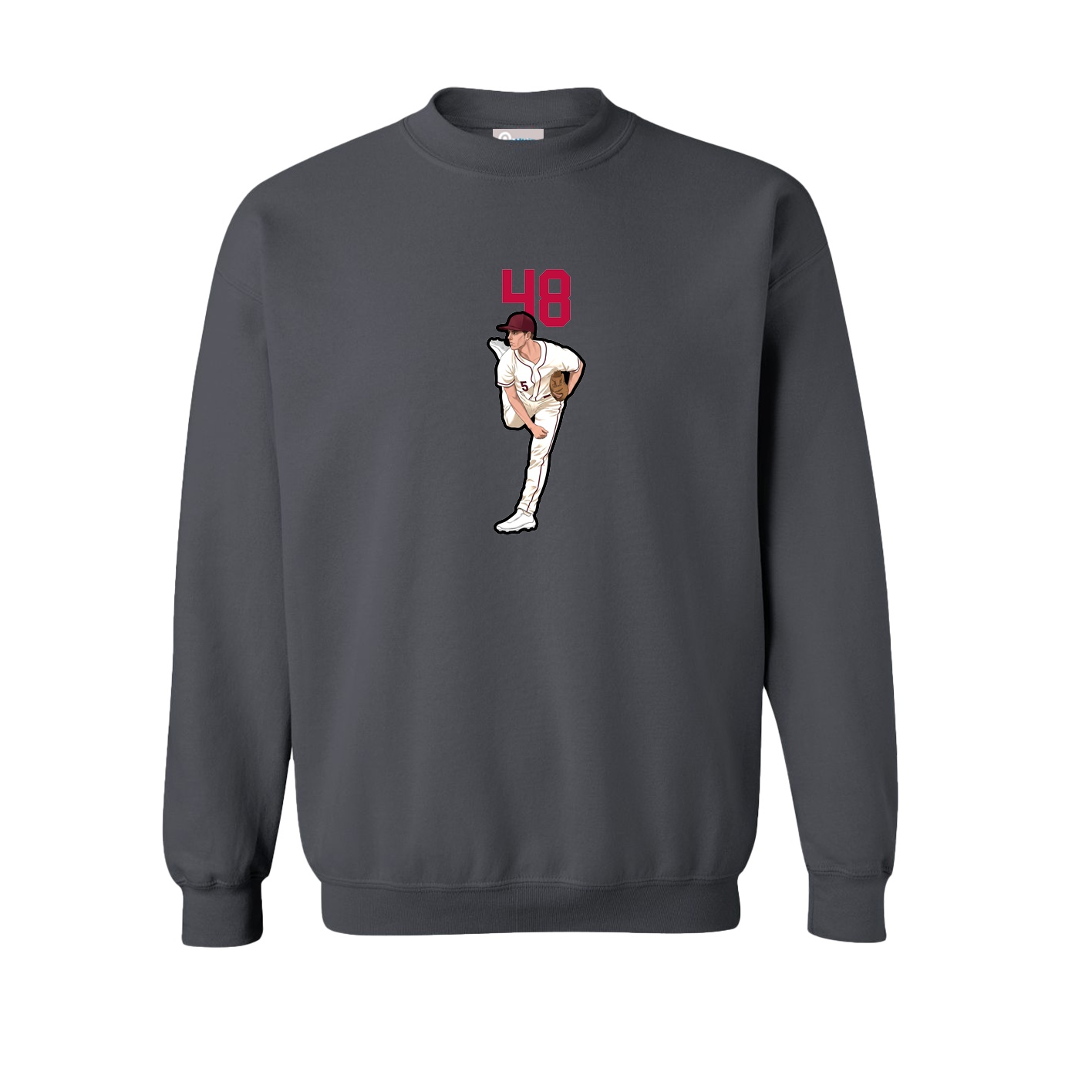 Fleece Crew — Number Top in Grey