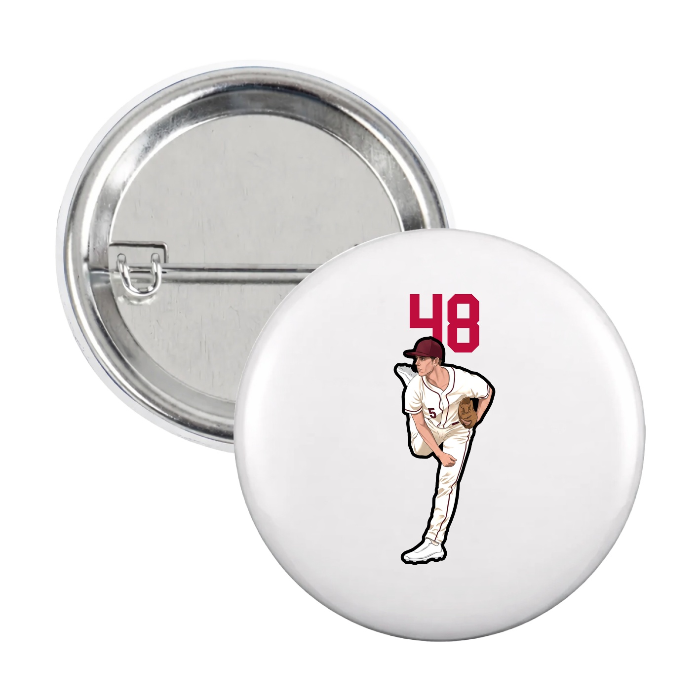 Game Day Button — Number Top in White