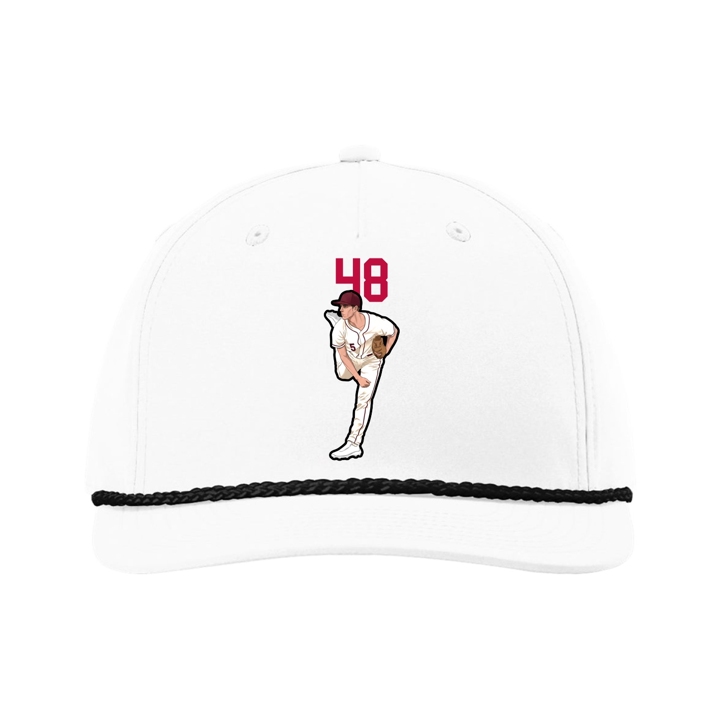 Five-Panel Classic Rope Cap — Number Top in White