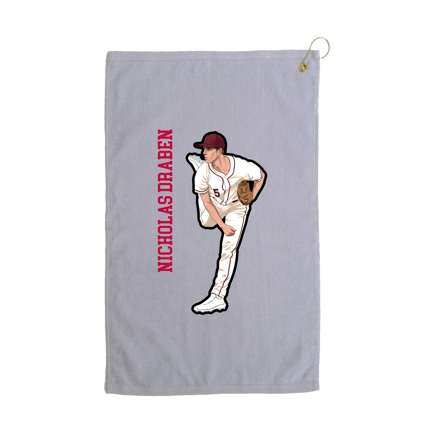 Golf Towel — Name Vertical in Grey
