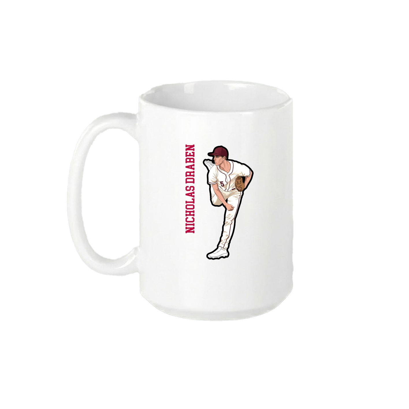 15oz Coffee Mug — Name Vertical in White