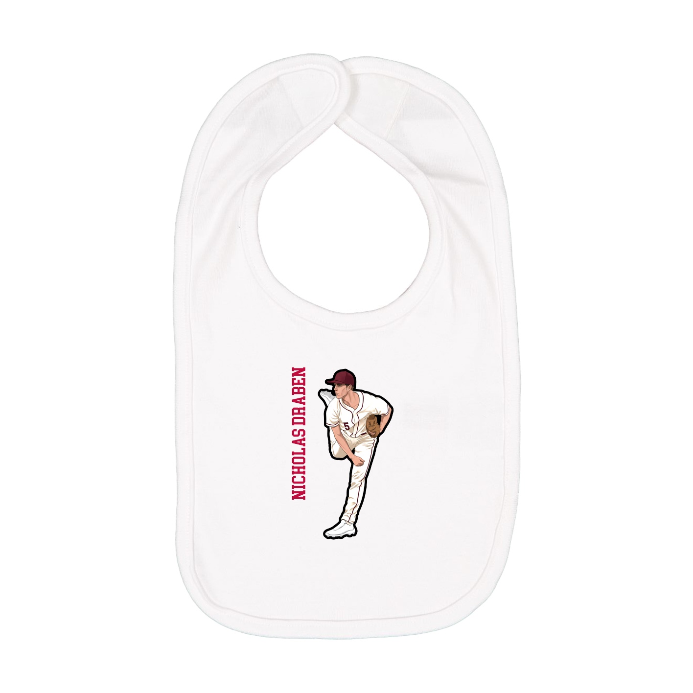 Infant Bib — Name Vertical in White