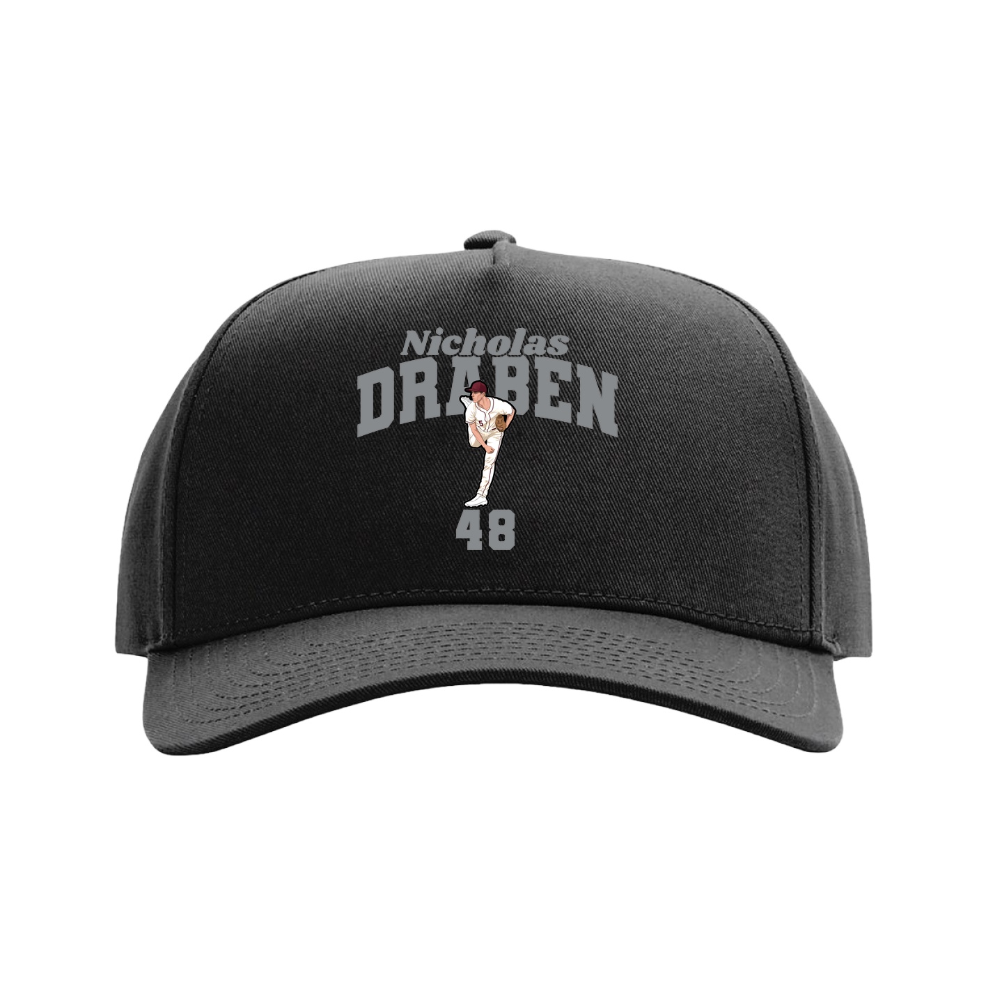 Full Fabric Five-Panel Champ Cap — Signature Arch in Black