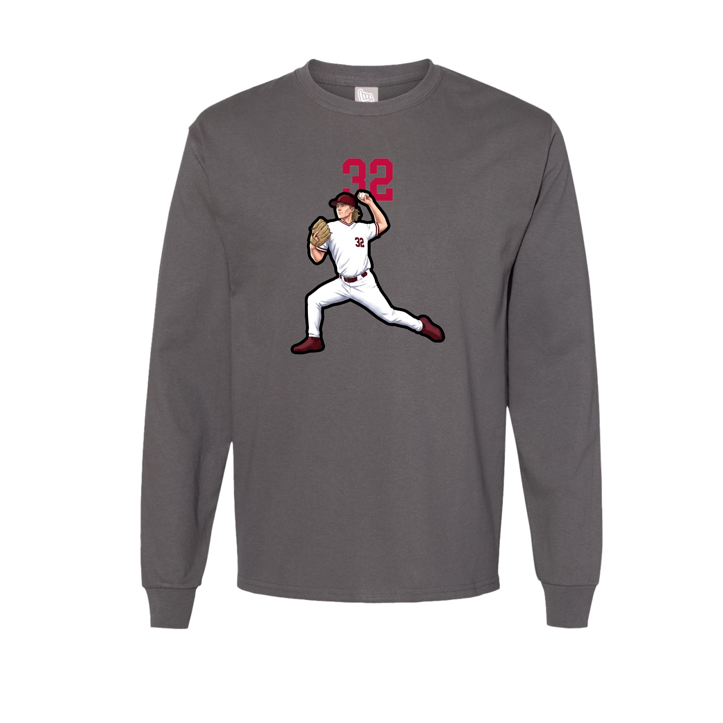 Long Sleeve Tee — Number Top in Grey