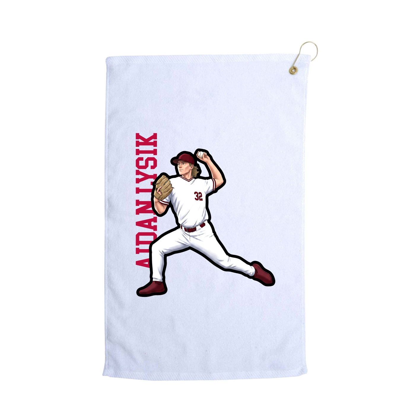 Golf Towel — Name Vertical in White