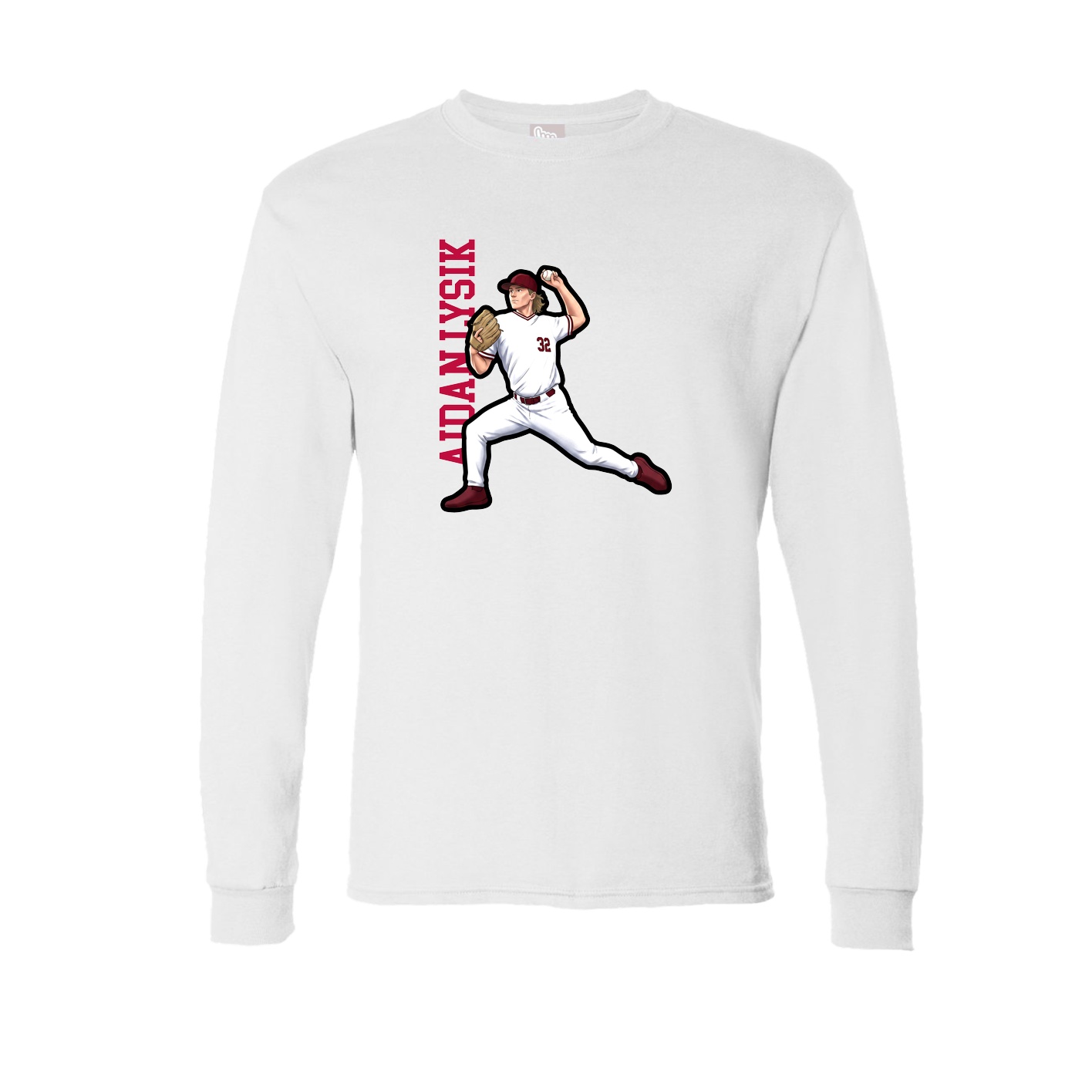 Long Sleeve Tee — Name Vertical in White