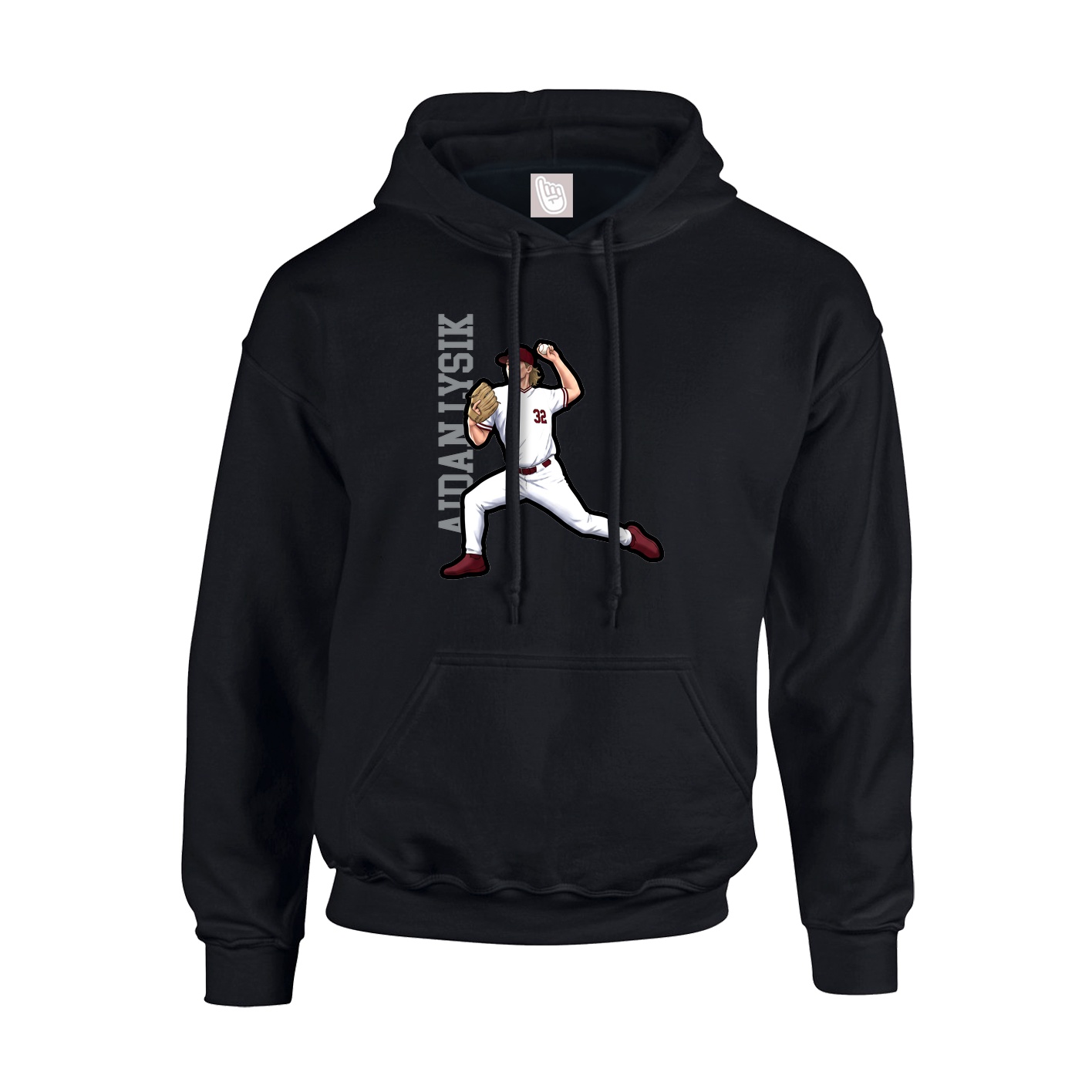 Youth Hoodie — Name Vertical in Black