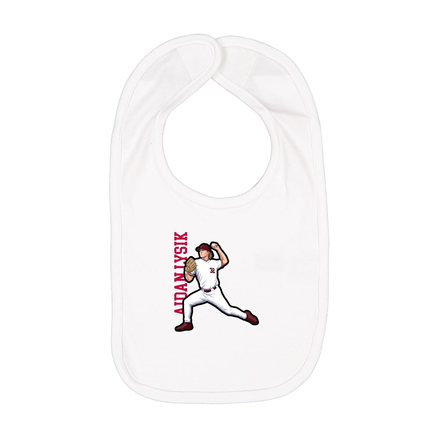 Infant Bib — Name Vertical in White