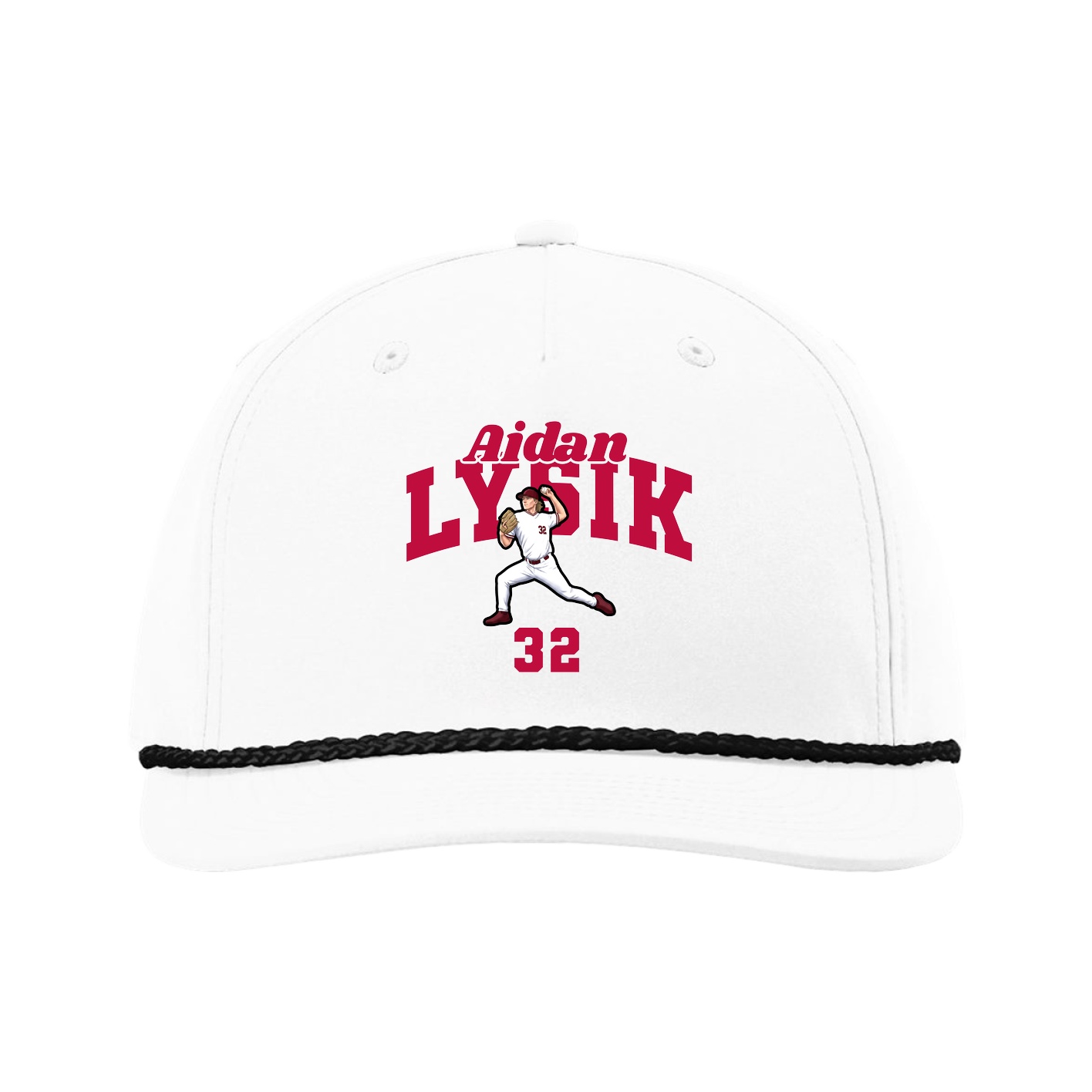 Five-Panel Classic Rope Cap — Signature Arch in White