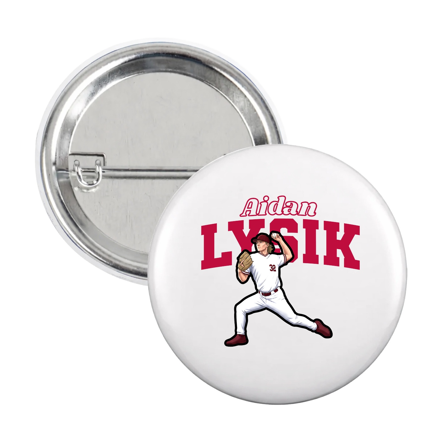 Game Day Button — Name Arch in White