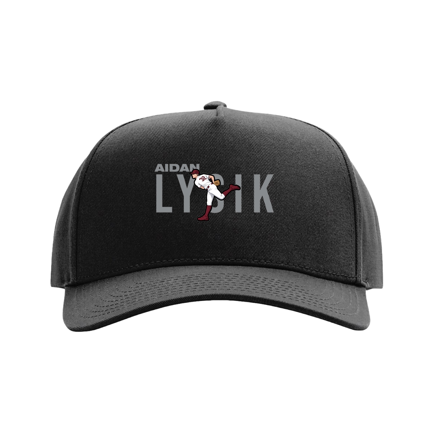 Full Fabric Five-Panel Champ Cap — Player Name in Black