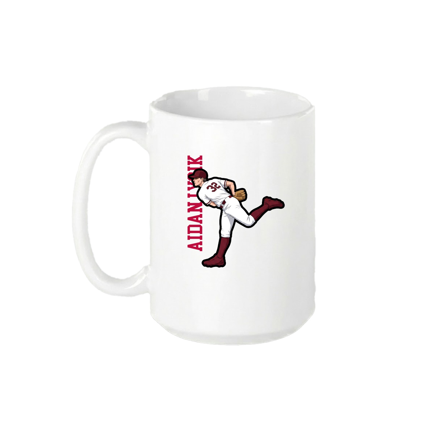 15oz Coffee Mug — Name Vertical in White