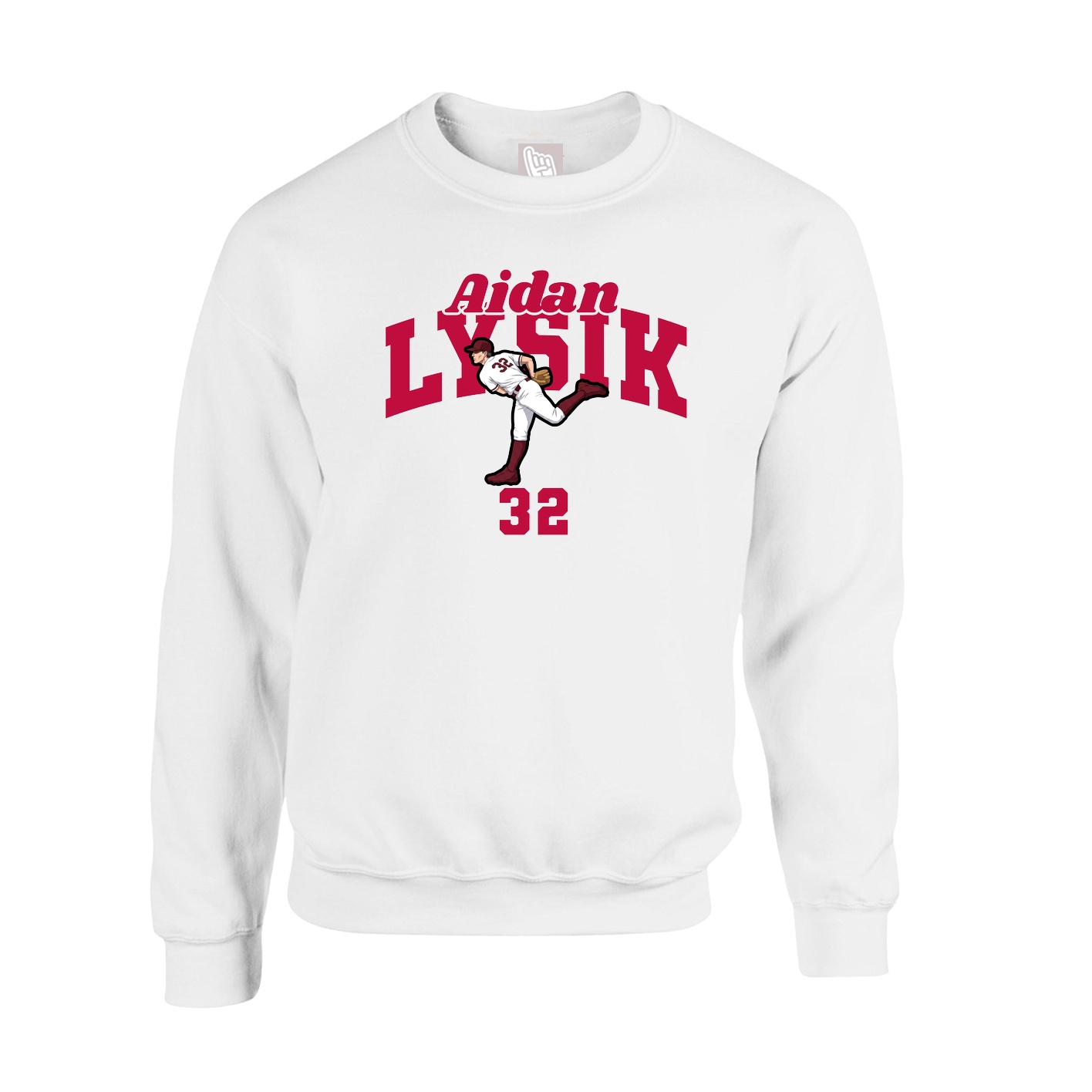 Fleece Crew — Signature Arch in White