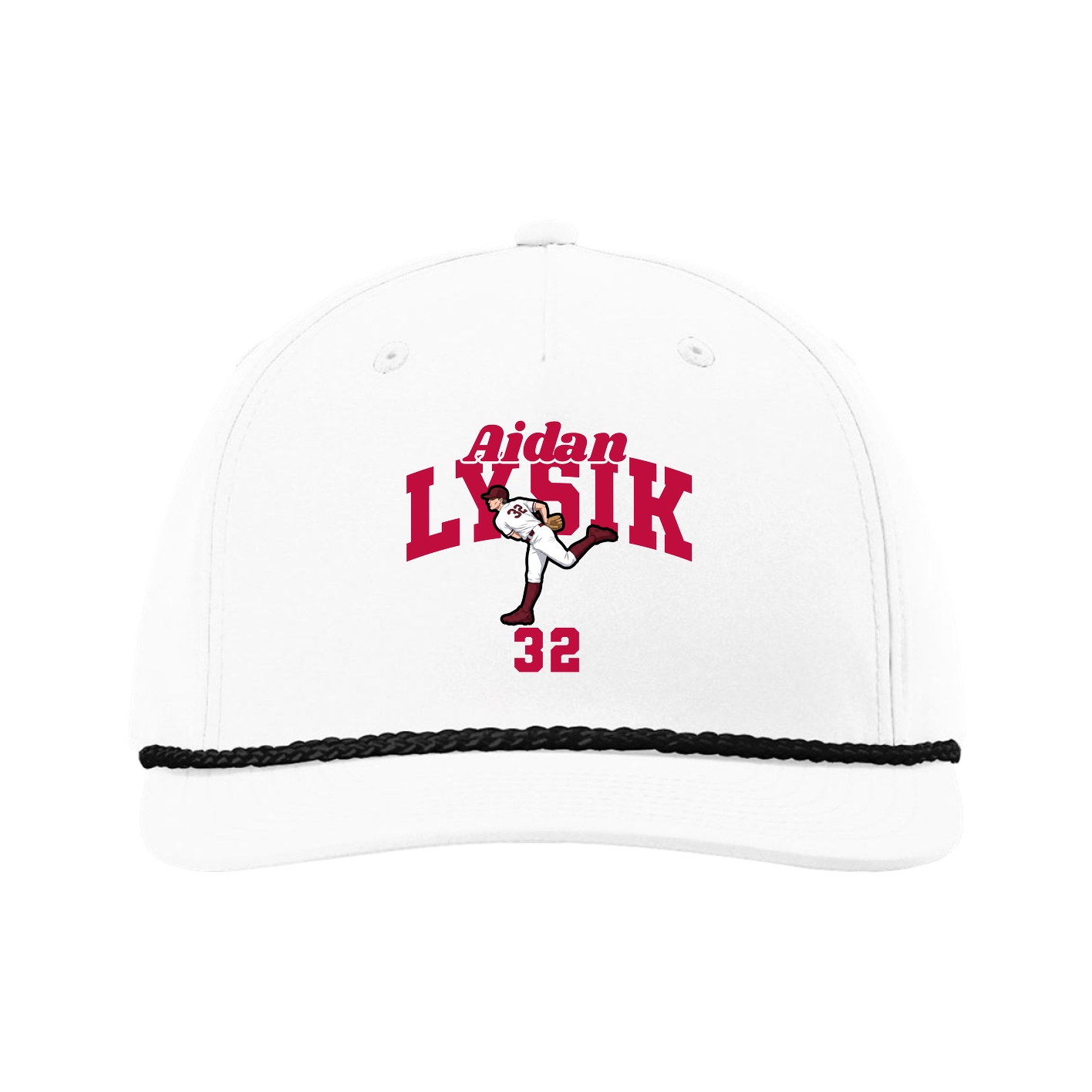 Five-Panel Classic Rope Cap — Signature Arch in White
