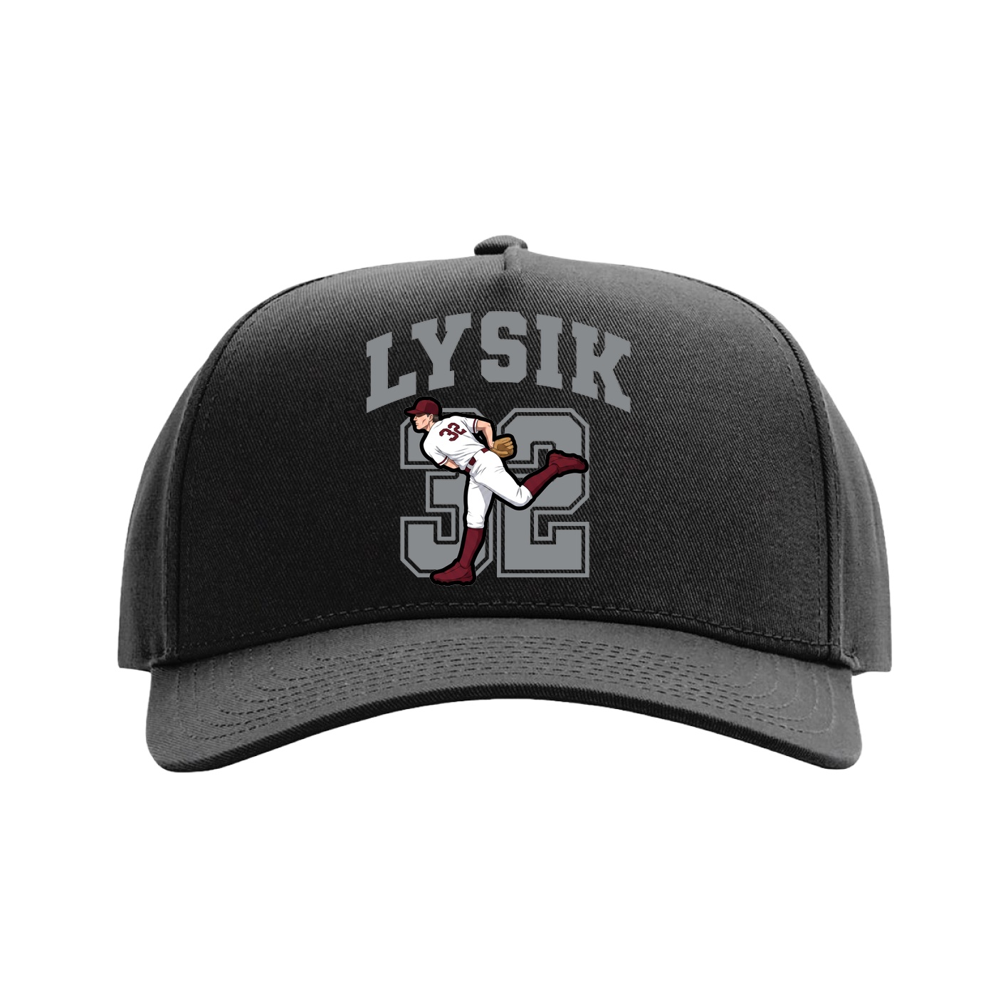 Full Fabric Five-Panel Champ Cap — Number in Black