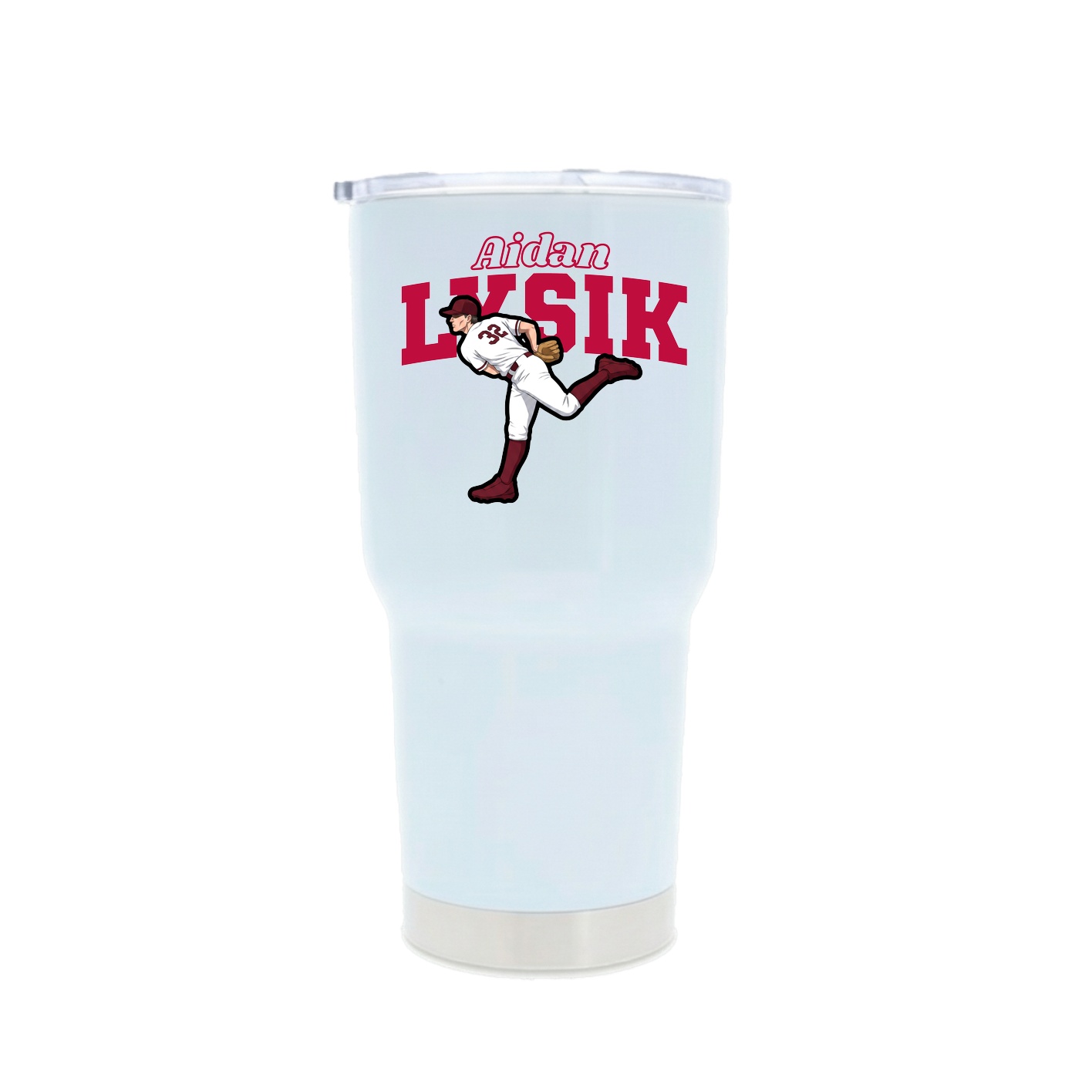 30oz Stainless Steel Tumbler — Name Arch in White