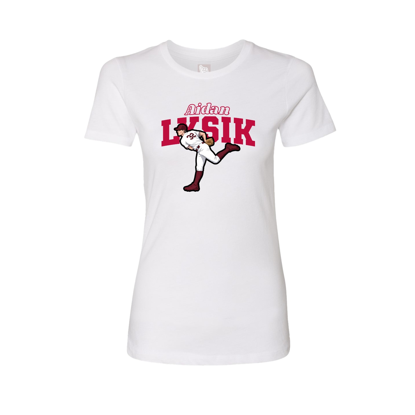 Fitted Women's Tee — Name Arch in White