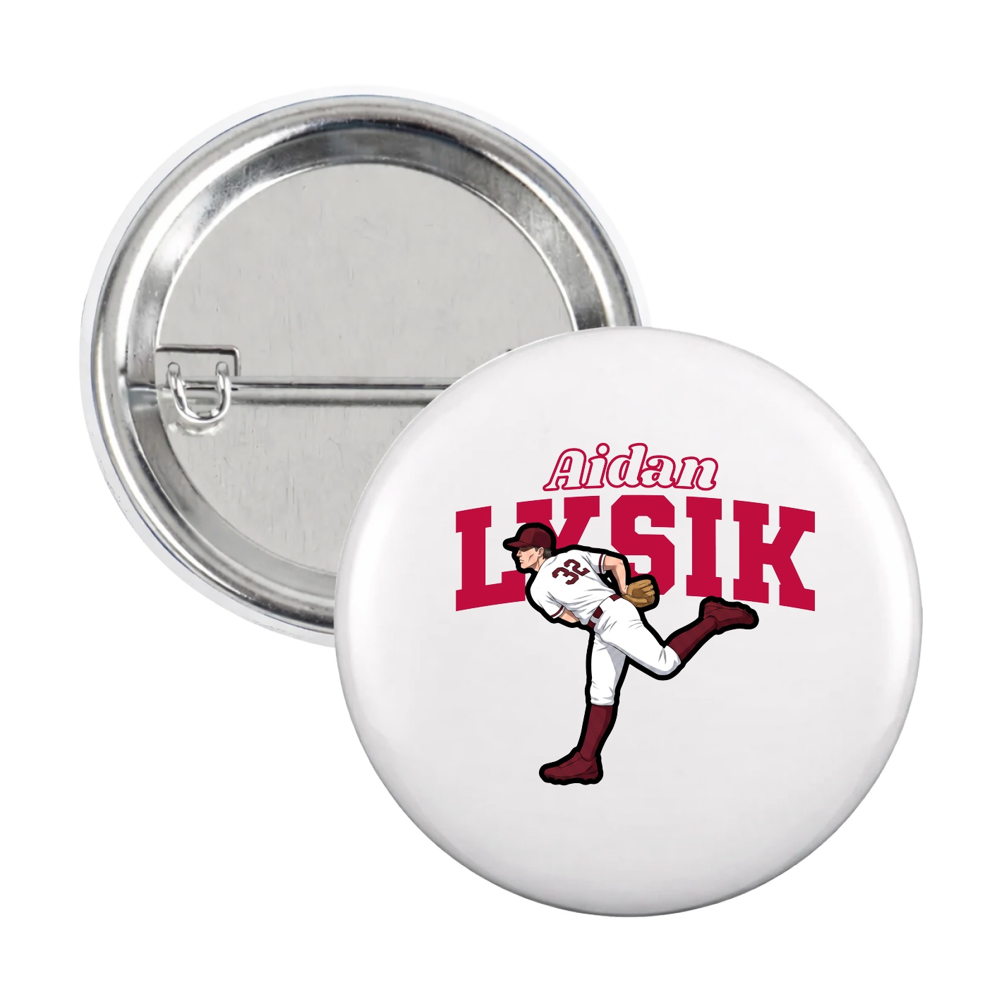 Game Day Button — Name Arch in White