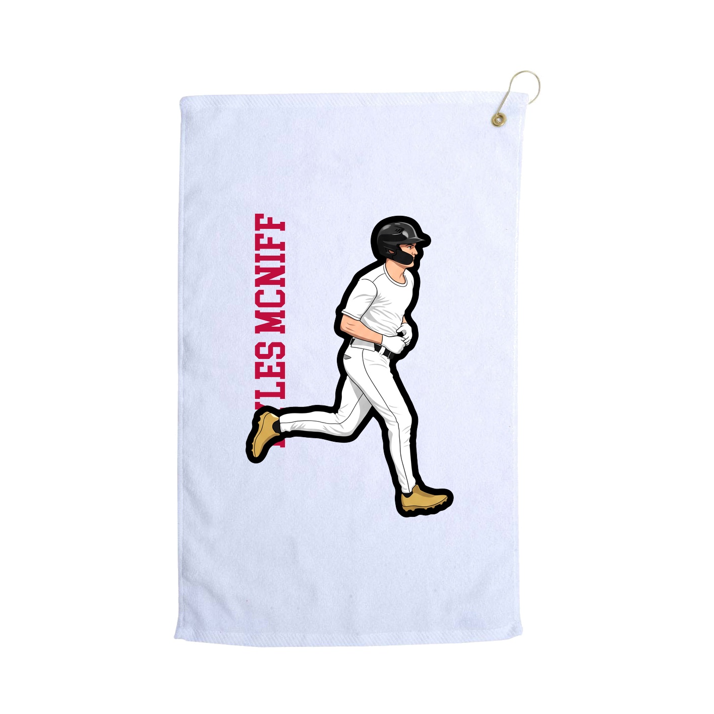 Golf Towel — Name Vertical in White