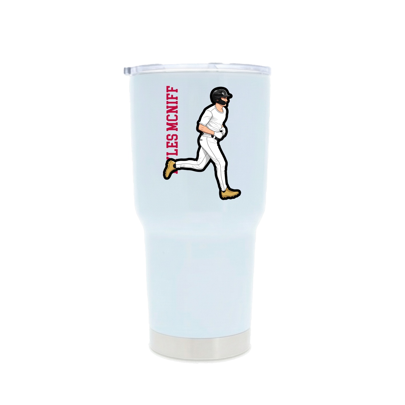 30oz Stainless Steel Tumbler — Name Vertical in White