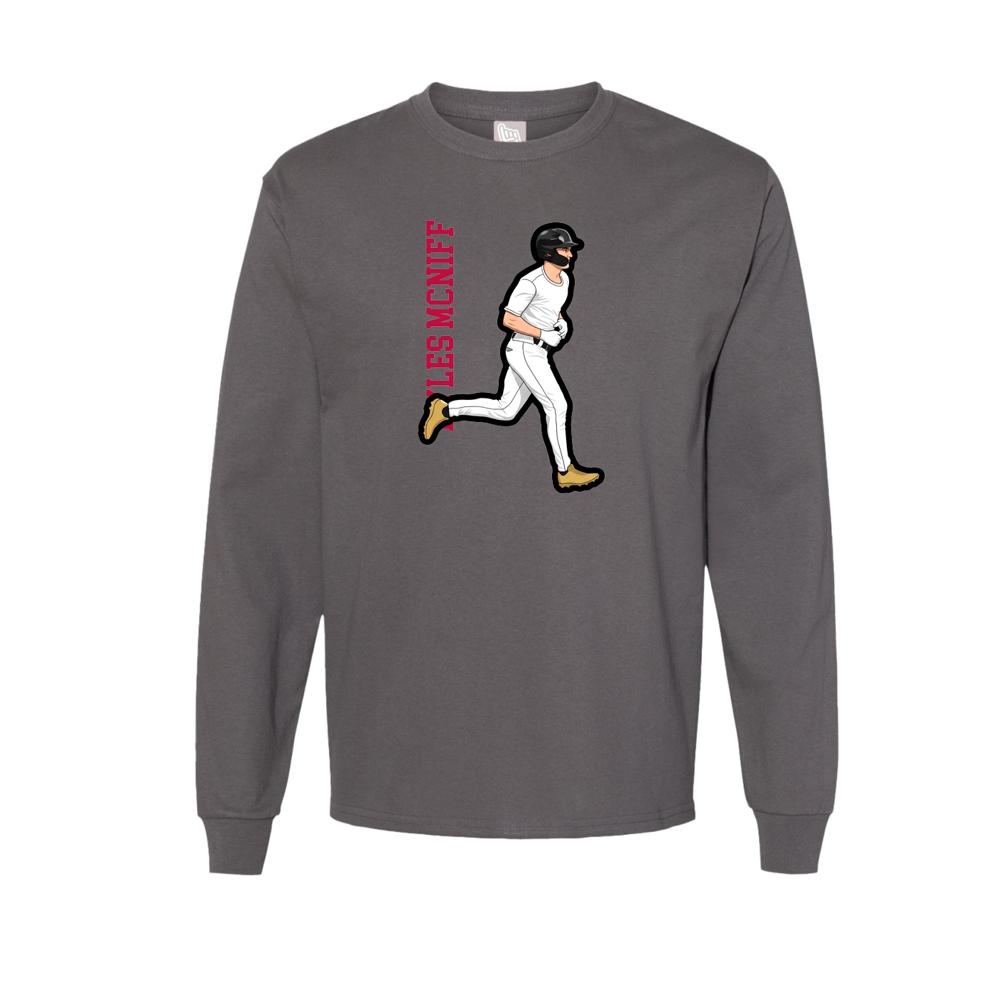 Long Sleeve Tee — Name Vertical in Grey