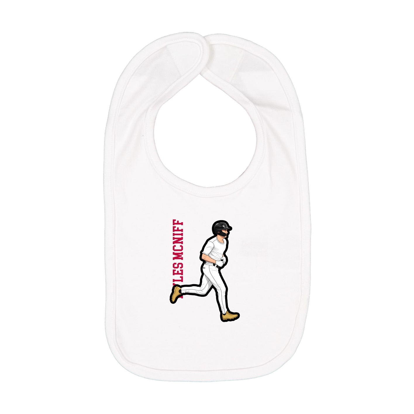 Infant Bib — Name Vertical in White
