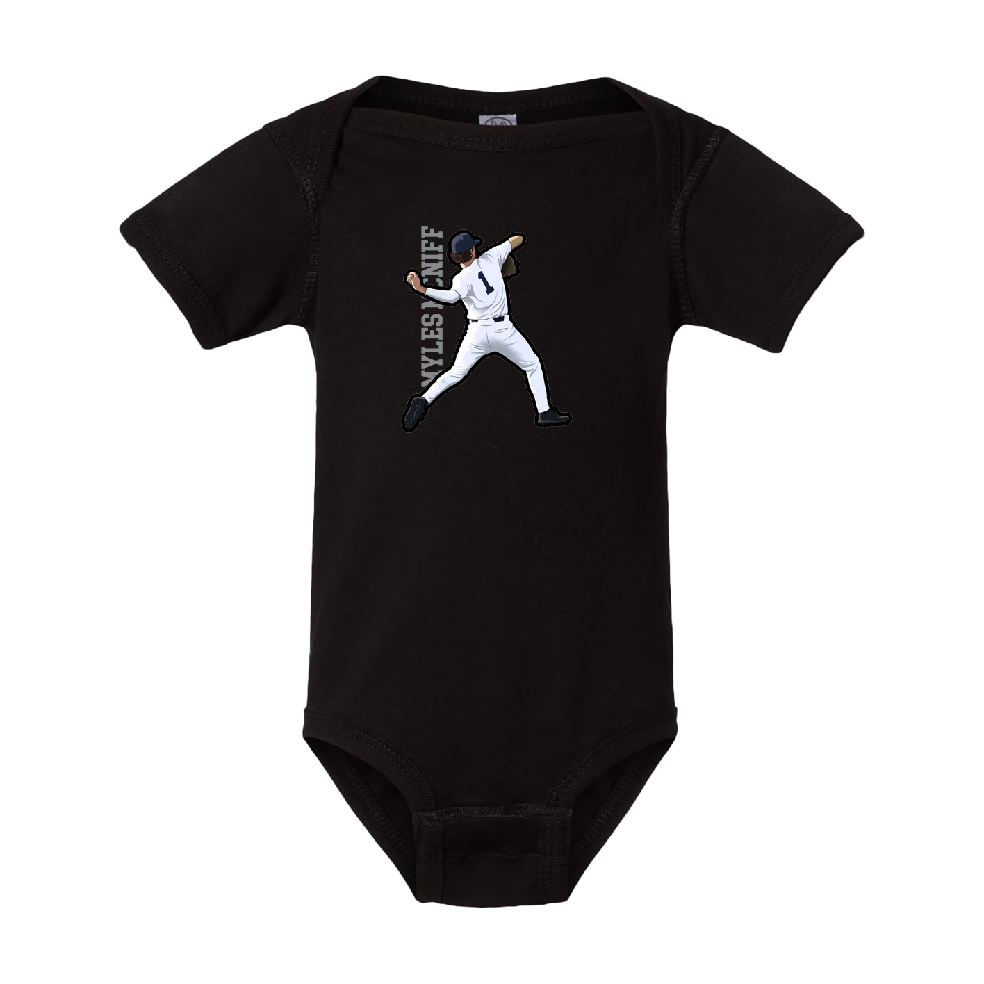 Baby Onesie — Name Vertical in Black