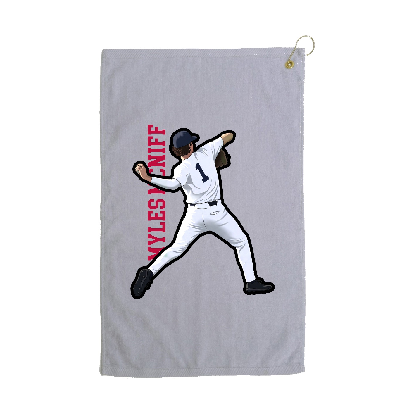 Golf Towel — Name Vertical in Grey