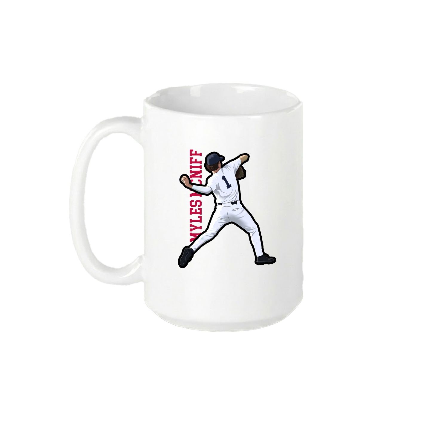 15oz Coffee Mug — Name Vertical in White