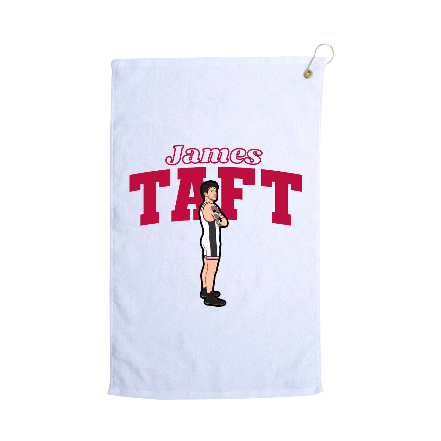 Golf Towel — Name Arch in White
