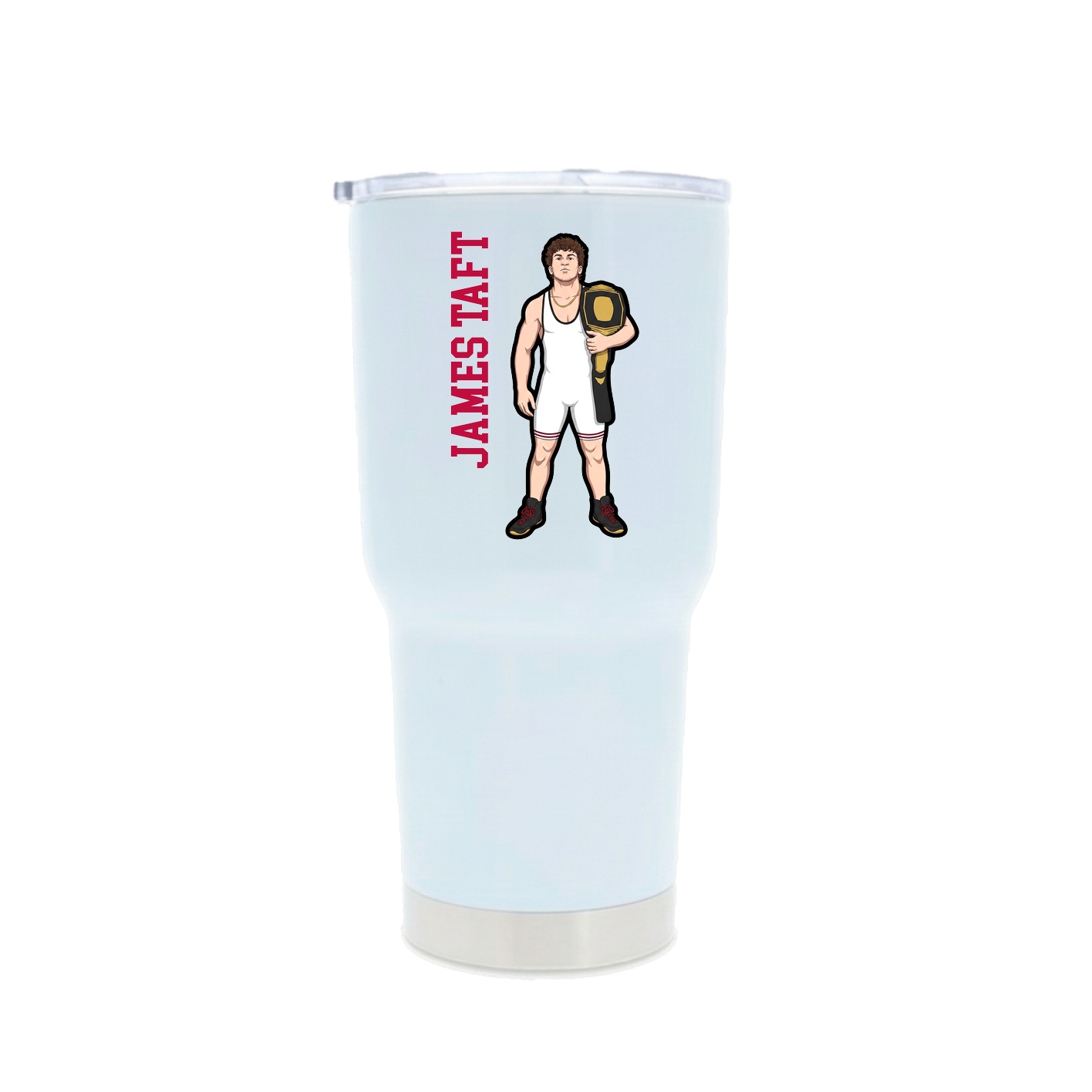 30oz Stainless Steel Tumbler — Name Vertical in White